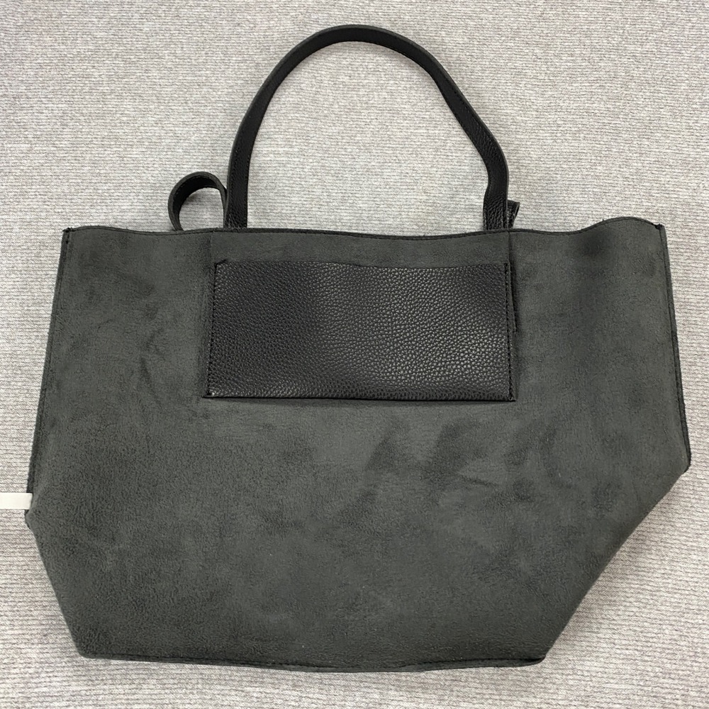 Vince Camuto Black Grey Pebbled Vegan Leather Tote Bag Colorblock Shoulder Bag - Picture 10 of 11